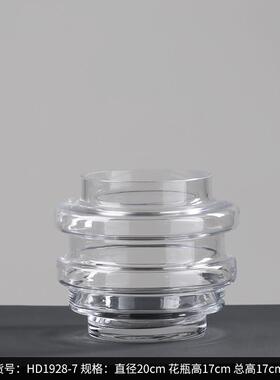 bestwest轻奢透明水培玻璃小口花瓶摆件家居样板间软装饰品花器