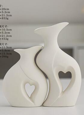 双创意组合白色陶瓷花瓶郁金香桌面餐桌摆件家居客厅摆设花器装饰