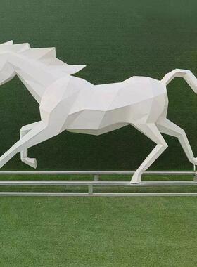 面切面马雕塑广场鹿户外公园绿地景观摆件几何不锈钢创意动物雕塑