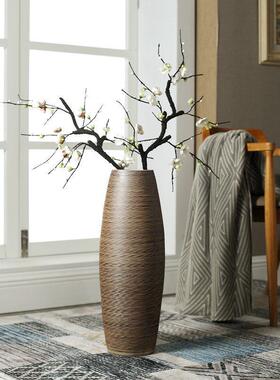 景德镇客厅大花瓶落地陶瓷花瓶线条花器干花插花现代中式时尚装饰