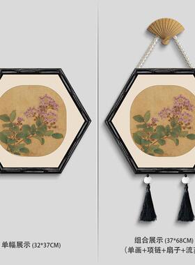 桃花中国风挂画山鸟玄关中式复古宋代美学艺术装饰画玄关壁饰画
