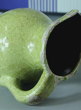 美式乡村地中海做旧绿色单耳软装家居饰品陶瓷花瓶板房橱窗花艺