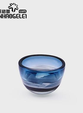 天昊格蕾手工现代蓝色卧室缠带玻璃花瓶样板房客厅餐厅渐变插花瓶