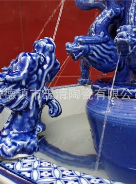 厂家直供陶瓷浴佛盆九龙八循环鲤喷水鱼缸客厅办公室流水喷泉摆件