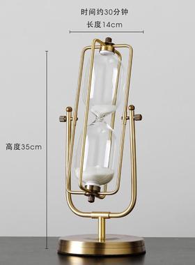创意刷牙沙漏计时器摆件金属30分钟60分钟欧式书房办公室软装饰品