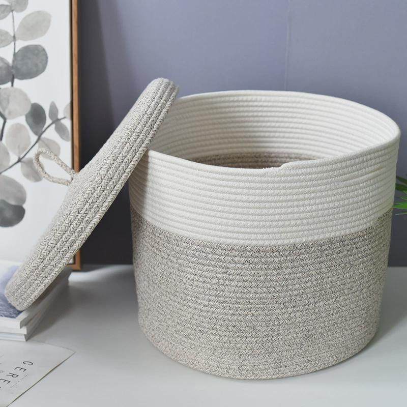 衣物收纳篮编织收纳筐收纳储物筐子棉绳编织手工可折叠脏衣篮,淘宝优惠券,粉丝福利购,淘宝优惠卷