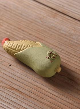 OF9D喷水青蛙茶宠摆件可养紫砂荷叶莲子手工茶玩蛙趣茶桌茶具