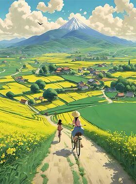 乡村田园风景画墙面宫崎