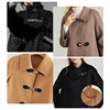 High-end woolen coat with metal coat and leather buttons