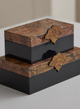 新中式木制漆器首饰收纳盒摆件