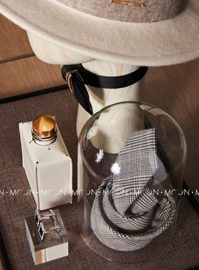 现代简约样板间衣帽间男士高级感领带袖扣领带摆件托盘收纳组合