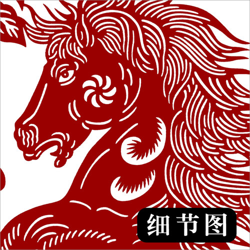 牡丹小马剪纸底稿手工刻纸图样Diy模板中国风窗花图案黑白打印稿 - 图1