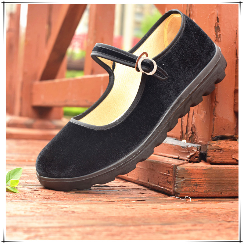 春秋款加肥加大宽松肥大型女鞋黑平绒妈妈特大号 44 42 43 加大码 - 图2