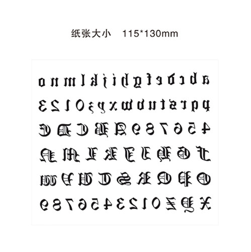 喵小姐纹身贴-哥德体英文字母数字DIY 随意组合 手指刺青纹身贴纸 - 图1