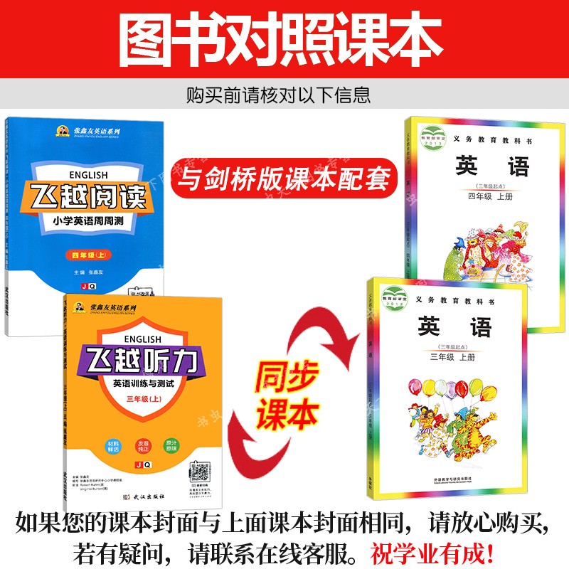 飞越听力阅读小学英语周周测 英语训练与测试 三3四4五5六6年级上下册人教版剑桥版外研版闽教版张鑫友英语系列飞跃同步练习册课时 - 图3