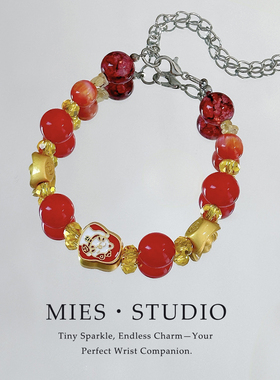 【鸿运福猫】MIES原创中式手链女红色串珠手串小众精致百搭饰品
