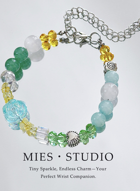 【青柠海屿】MIES原创油画渲染彩色水晶珠手链女设计师款精致手饰