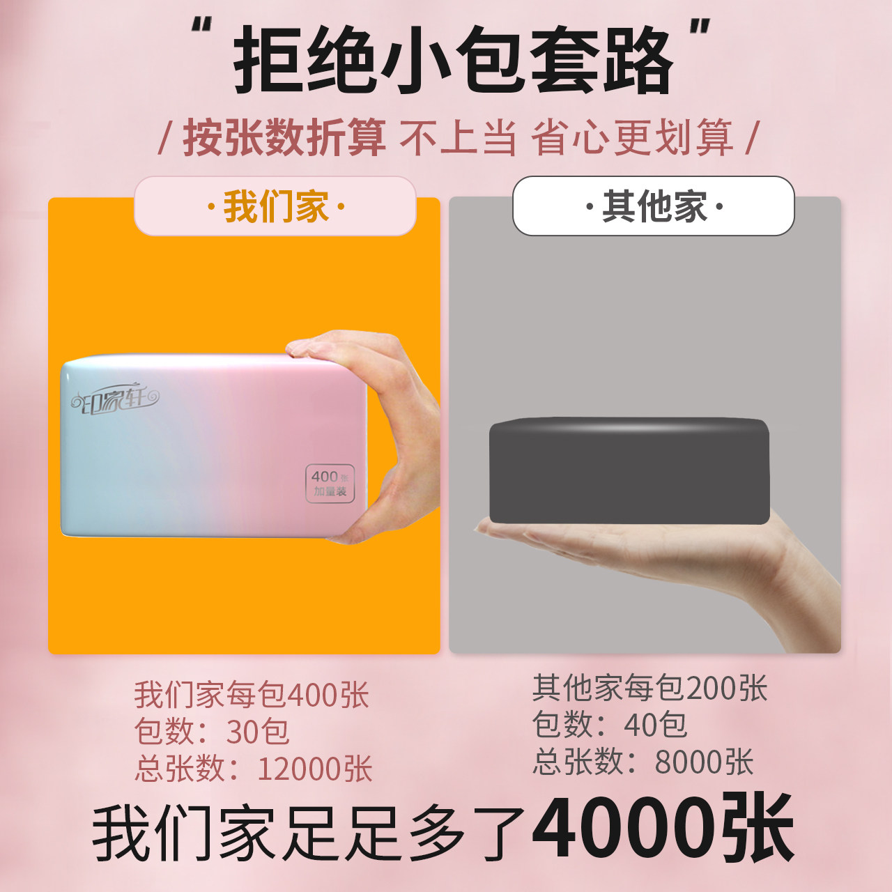 400张大号30包整箱批家庭餐巾纸 伊薇抽纸