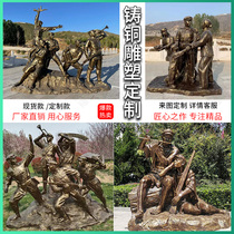 Glass steel cast bronze Red Army characters Sculpture Custom Imitation Bronze Reliefs Cartoon Landscape Garden Outdoor Floor Pendulum