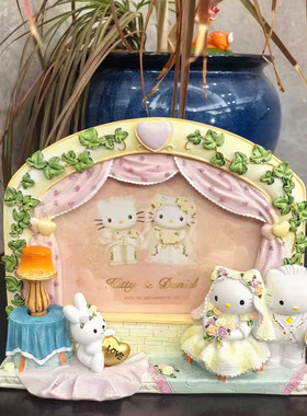 卡通三丽鸥hello kitty结婚 6寸女孩婚礼相框相架ins送礼礼物摆件