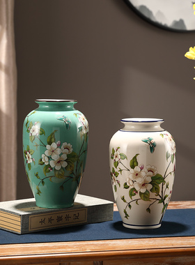ins风大口径新中式复古客厅插花居家水养摆件陶瓷景德镇瓷花瓶
