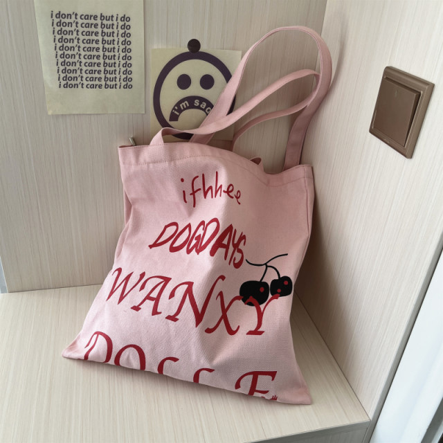 Korean INS female student pink shoulder bag large -capacity Tot bag wild handbags babes wild canvas bag