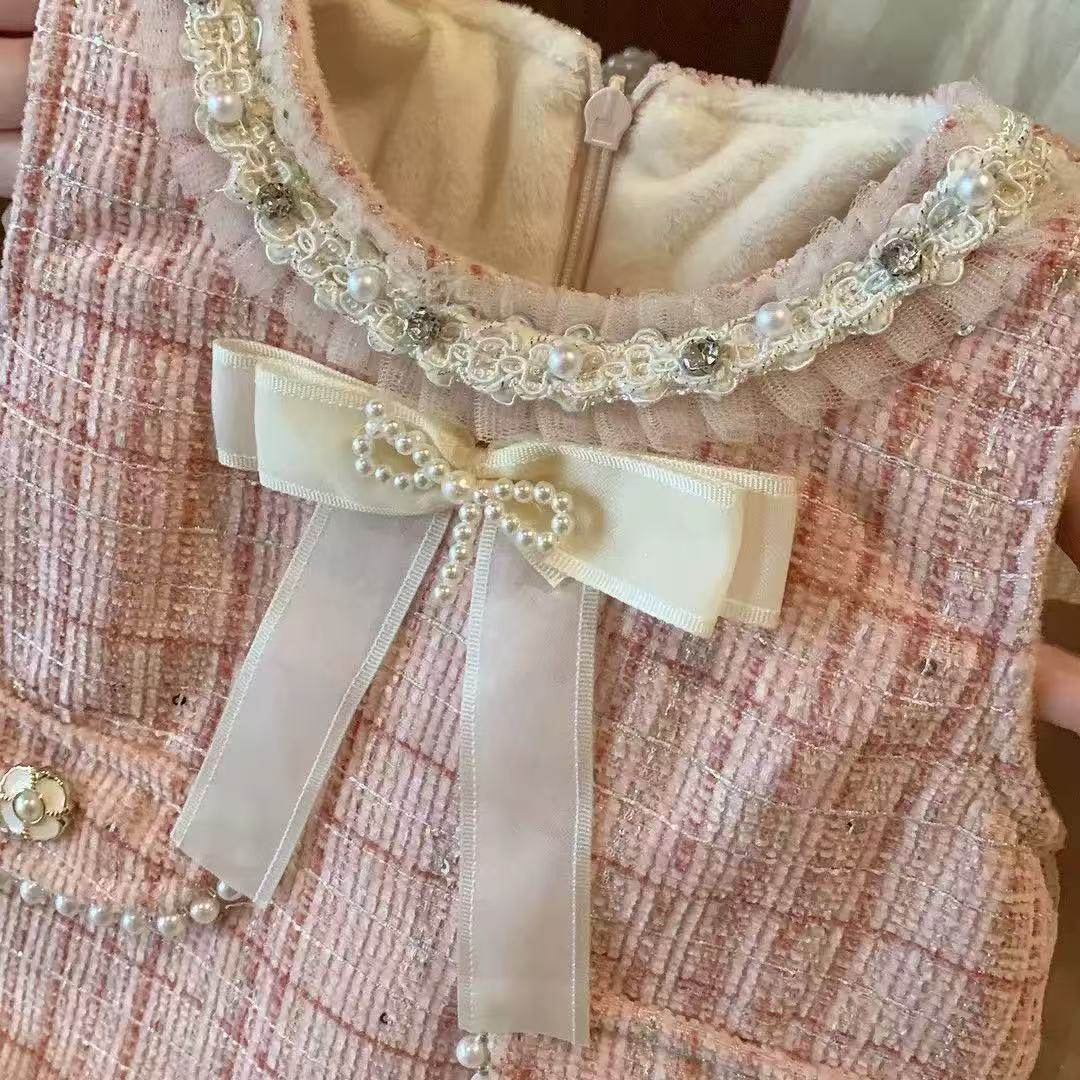 女童小香风公主裙秋冬背心裙小童2025新款高端周岁礼服女宝宝裙子,淘宝优惠券,粉丝福利购,淘宝优惠卷