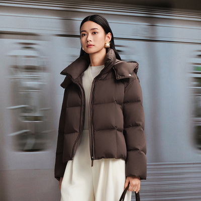 羽绒服女经典商务轻简时尚连帽