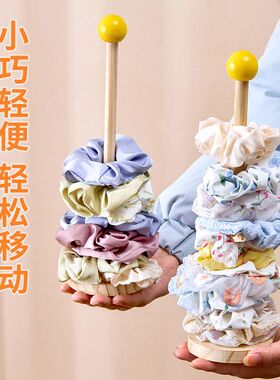 发圈收纳神器大肠发圈收纳架实木展示架电话线头绳鲨鱼夹置物架子