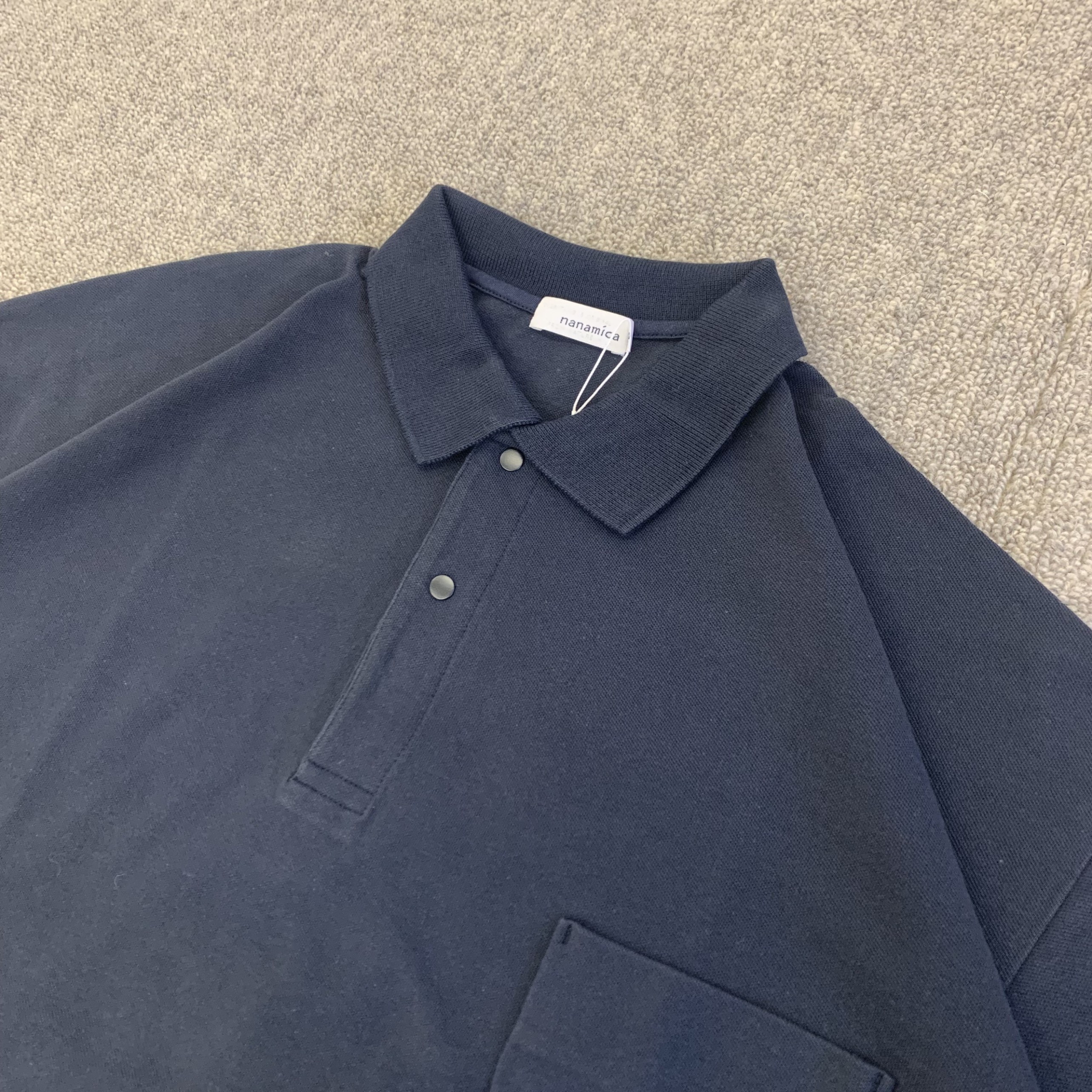 现货折扣nanamica H/S Polo Shirt 23SS鹿子编织宽松口袋短袖衬衫-图3