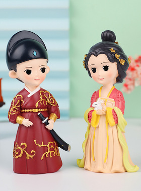 汉风锦绣创意古风汉服人物公仔盲盒家居桌面装饰送女孩生日礼物