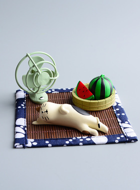 日式猫咪榻榻米摆件午后憩意ins可爱迷你小猫睡觉生活治愈小摆物