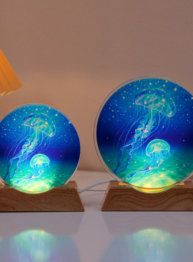 创意发光水晶小夜灯摆件星空宇航员定制桌面装饰品送朋友闺蜜礼物