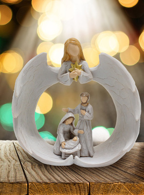 创意天使一家人雕塑摆件家居客厅酒柜书柜梳妆台桌面装饰工艺品