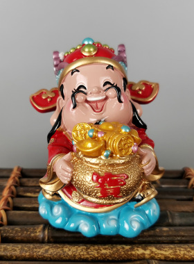 可爱财神爷办公室工位桌面小摆件家居招财装饰品治愈系手办礼物
