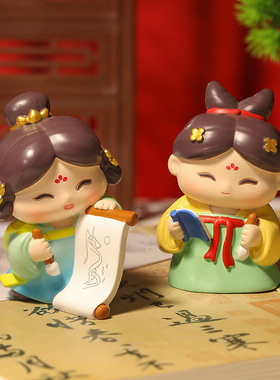 国潮古风汉服大唐仕女小摆件西安文创纪念品洛阳特产旅游可爱礼物