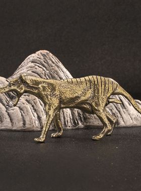 新款凶猛捕猎狼狗黄铜摆件仿古玩做旧色国潮实心铜动物工艺品装饰