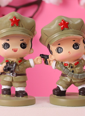 创意红军摆件退役军人纪念品送战友桌面小摆件生日送当兵树脂礼品