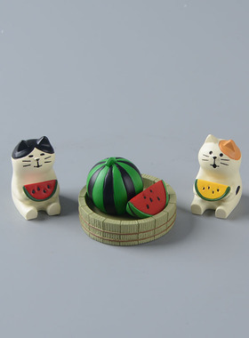 日式zakka夏日西瓜猫咪熊猫便签夹ins可爱少女心治愈系桌面小摆件