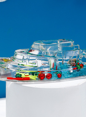 小船模型漂浮抖音同款游轮流体漂流瓶桌面摆件小礼物男生解压笔插