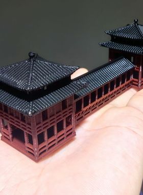 中式古建筑模型长廊桥梁假山造景连廊水陆缸微景观盆景造景小摆件