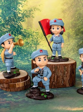 创意可爱的人蓝色路军红军人偶摆件红色记忆旅游景点工艺品礼物摆