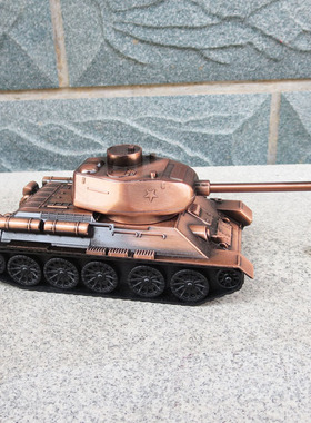 T34坦克模型迷你仿真合金摆件手办成品全金属小玩具车铁苏联虎式