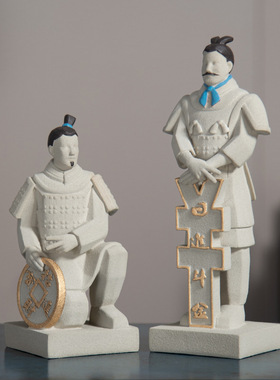 创意艺术软装客厅展示架兵马俑摆件侘寂风高级感小众新居书房酒柜