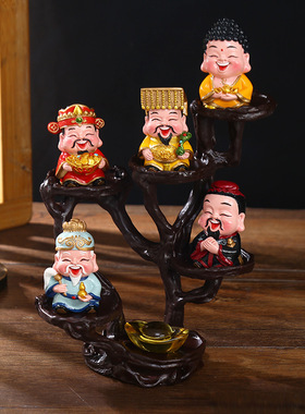 五福财神爷摆件办公室博古架店铺开业送人礼品家居酒柜玄关装饰品