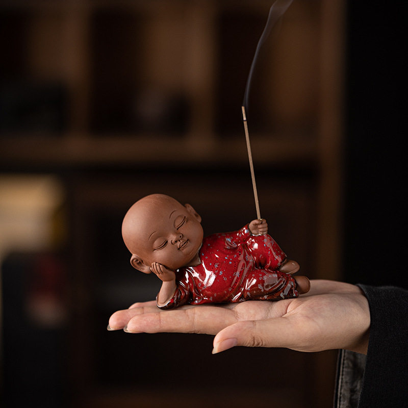 创意中式禅意小和尚茶宠摆件精品 可养窑变茶桌茶玩配件香道香炉,淘宝优惠券,粉丝福利购,淘宝优惠卷