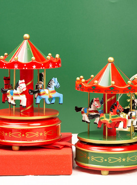 带音乐旋转木马蛋糕摆件 音乐盒儿童生日装饰配件diy创意派对