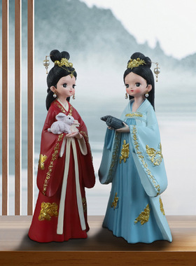 汉服古风女孩摆件颜如玉家居创意可爱工艺品装饰送闺蜜礼物