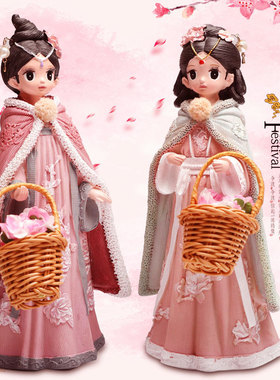 宫廷汉服风树脂女孩公主家居饰品摆件公仔闺蜜礼物古风娃娃中国风