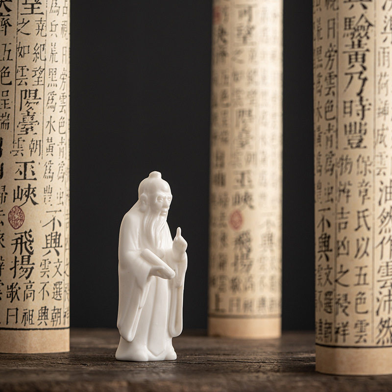 小号中式陶瓷历史人物老子孔子弘一法师神像客厅书房工艺品小摆件